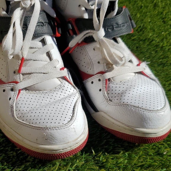 Jordan Flight 45 High White Versity Red Lace- Up Sneakers Size 11